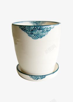 青花瓷风格简约花纹陶瓷杯高清图片