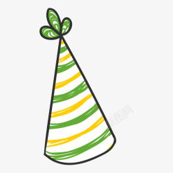 矢量绿色帽子卡通手绘生日派对帽子矢量图高清图片