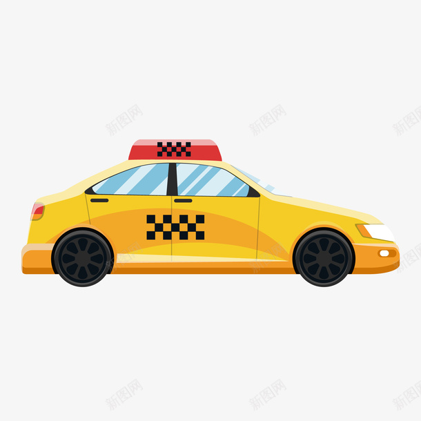 卡通黄色的出租车矢量图ai免抠素材_88icon https://88icon.com 交通工具 卡通 打车 矢量图 租出车 车辆设计 黄色