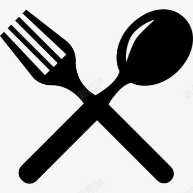 吃虫子餐具交叉耦合的叉子和勺子图标图标