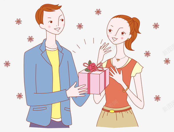 送礼物的男人png免抠素材_88icon https://88icon.com 卡通 女人 帅气的 情侣 感动的 男人 示爱 礼物