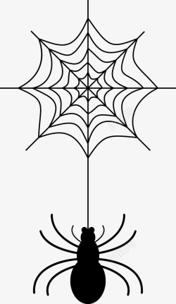 卡通手绘蜘蛛网和小蜘蛛矢量图素材