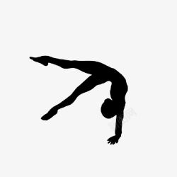 体操表演倒立表演的女子剪影高清图片