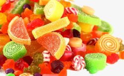 月牙圆形一堆美味的糖果高清图片