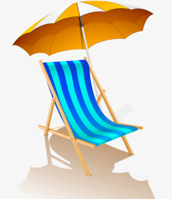 蓝色条纹沙滩躺椅素材