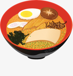 日本料理食物插图日式豚骨拉面素材