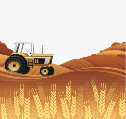 收割农地麦子插图素材