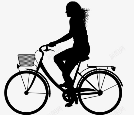 山地车女人骑自行车剪影图标图标