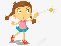 抛球扔球的小女孩高清图片