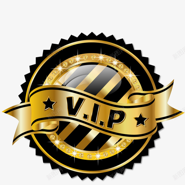 VIP金色会员标签矢量图ai免抠素材_88icon https://88icon.com 会员 圆形 徽章设计 标签设计 花边 贴纸设计 矢量图