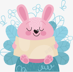 粉色可爱兔子标题框素材