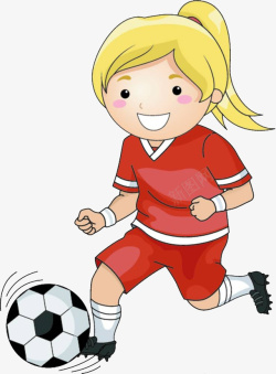 卡通足球美女踢足球素材