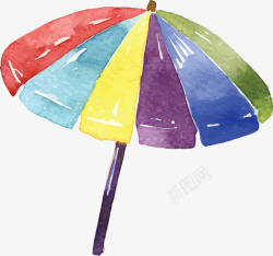 水彩彩虹色遮阳伞素材