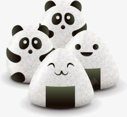 熊猫美食饭团矢量图高清图片