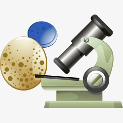 显微镜与癌细胞卡通图素材