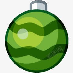 圣诞装饰物插画圣诞礼物装饰物绿色环纹彩电图标图标
