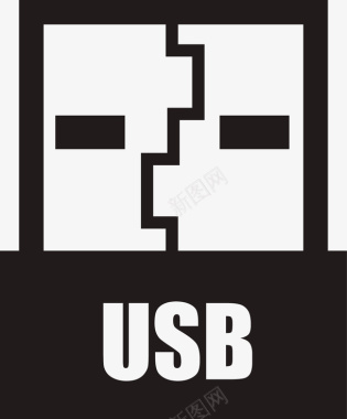 USB插头黑色USB图标图标