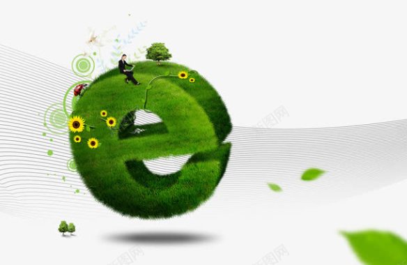 绿色信纸互联网绿色草地质感E图标图标