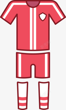 红色足球队服套装矢量图素材