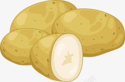 黄色马铃薯手绘土豆矢量图高清图片
