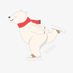 围着围巾的北极熊一只正在溜冰的北极熊高清图片