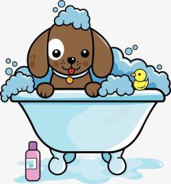 趴在浴盆上的小狗素材