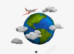 运输飞机c立体卡通地球高清图片