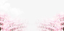 粉色桃花树云朵装饰背景素材