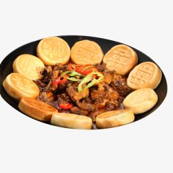 圆饼铁锅炖鸡素材