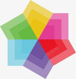 创意彩色几何不规则形六矢量图素材