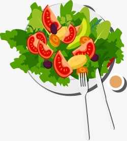 手绘小清新蔬菜沙拉插画图案矢量图素材