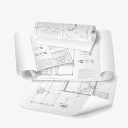 白色纸卷工程图纸素材
