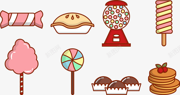 甜品食物集合矢量图ai免抠素材_88icon https://88icon.com 棉花糖 棒棒糖 玩具 糖果 纸盒蛋糕 蛋糕 雪糕 矢量图