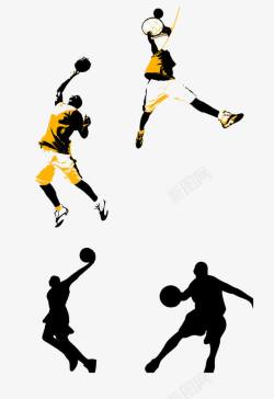 球服黄色篮球员高清图片