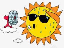 烈日炎夏太阳扇电扇手绘高清图片