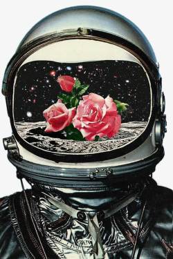 太空装饰宇航员月球上的玫瑰高清图片