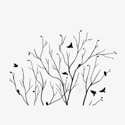 枯树枝免扣元素枯树枝和小鸟高清图片