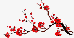 一枝梅花冬季水墨梅枝元素高清图片