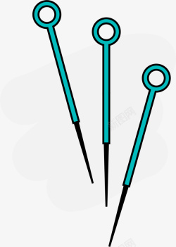 银针针灸绿色卡通扁平针灸高清图片