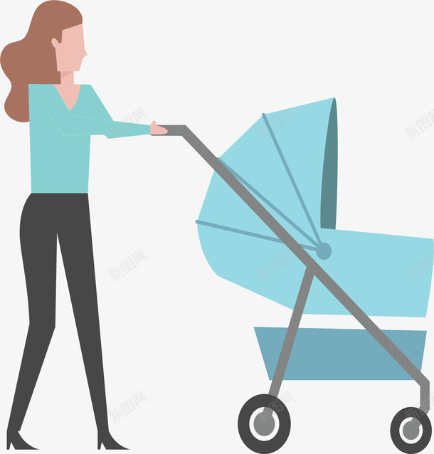 推着婴儿车散步的人png免抠素材_88icon https://88icon.com 婴儿车 推车 推车散步 散步 散步的人 矢量png