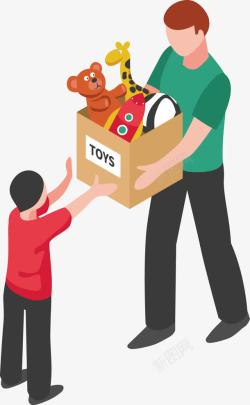 有心人士的捐赠抱着玩具的志愿者高清图片