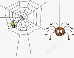 卡通手绘黑色蜘蛛丝素材
