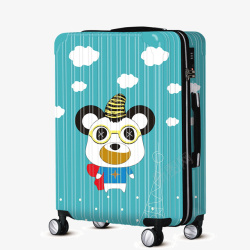 登机箱包可爱小熊蓝色拉杆箱高清图片