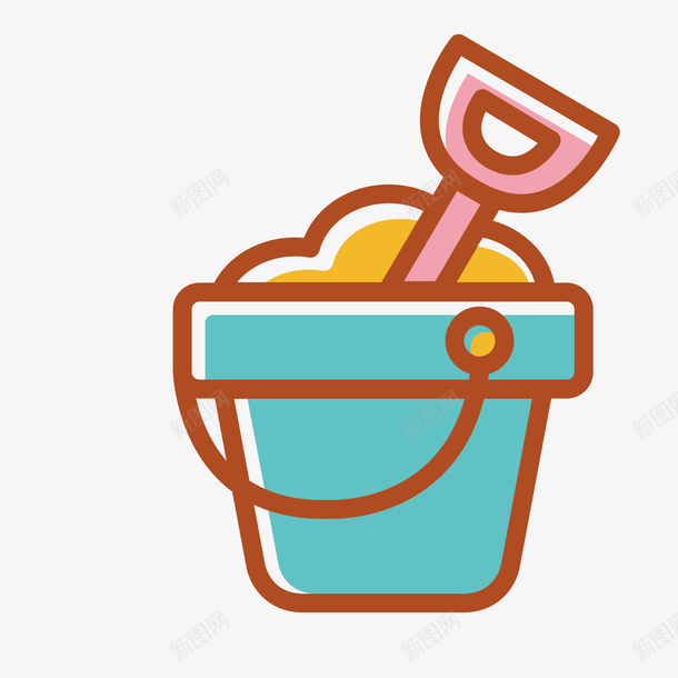 小水桶和铁锹卡通图png免抠素材_88icon https://88icon.com 儿童玩具 卡通小铁锹 小水桶 沙土 沙滩 简图 简笔画 铁锹