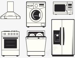 油烟机卡通黑白线稿厨卫电器高清图片