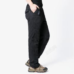平面模特展示新品男多口袋加绒加厚男裤右侧展高清图片