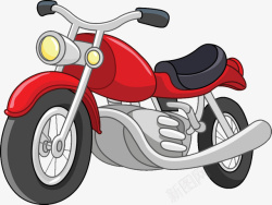 红色手绘卡通装饰机械摩托车素材