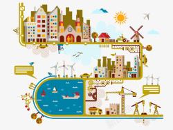 海运背景图城市规划卡通矢量图高清图片