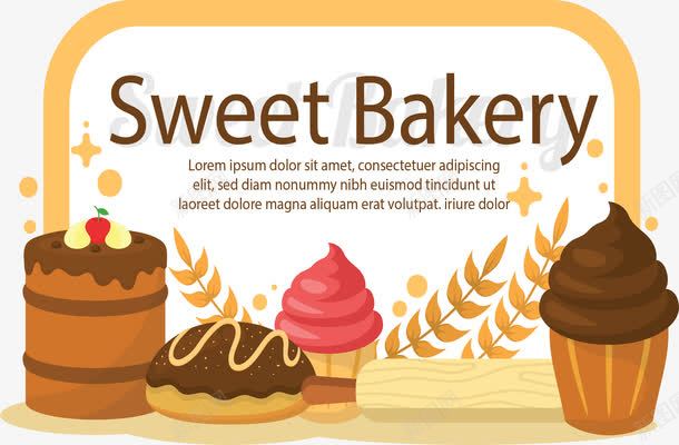 面包蛋糕宣传海报png免抠素材_88icon https://88icon.com 全麦面包 手工面包 甜品店 矢量png 蛋糕 面包店