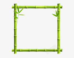 竹竿边框带竹叶绿色边框图素材